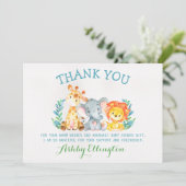 Carte de remerciements plat d'animaux de safari (Debout devant)