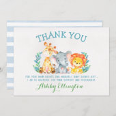 Carte de remerciements plat d'animaux de safari (Devant / Derrière)