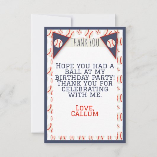 Carte de remerciements plat d'anniversaire de base (Devant)