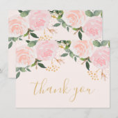 Carte de remerciements plat d'anniversaire rose (Devant / Derrière)