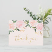 Carte de remerciements plat d'anniversaire rose (Debout devant)