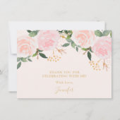 Carte de remerciements plat d'anniversaire rose (Dos)