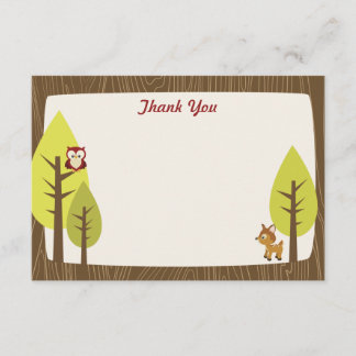 Carte de remerciements plat de baby shower boisé