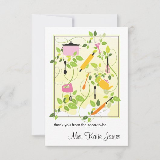 Carte de remerciements plat de Fête de la mariée (Devant)