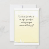 Carte de remerciements plat de Fête de la mariée (Dos)