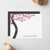 Carte de remerciements plat de fleurs de cerisiers (Devant/Arrière en situation)