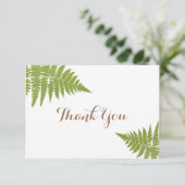 Carte de remerciements plat de fougère de mariage (Debout devant)