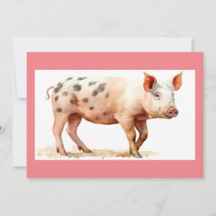 Carte de remerciements plat de porc rose