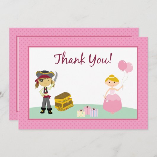 Carte de remerciements plat de princesse et de (Devant / Derrière)
