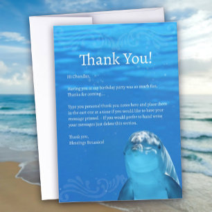 Carte de remerciements plat Dolphin Blue Ocean
