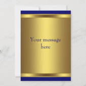 Carte de remerciements plat en or bleu marine (Dos)