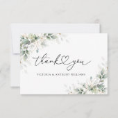 Carte de remerciements plat Eucalyptus Gold Fête d (Devant)