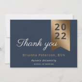 Carte de remerciements plat Faux Foil de la Marine (Devant)