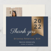 Carte de remerciements plat Faux Foil de la Marine (Devant / Derrière)