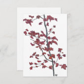 Carte de remerciements plat Feuille rouge (Devant / Derrière)