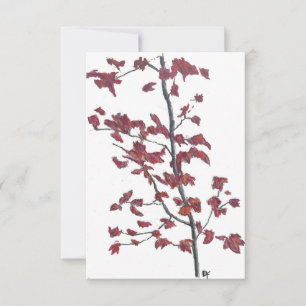 Carte de remerciements plat Feuille rouge