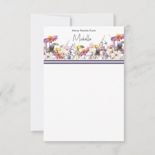 Carte de remerciements plat fleur sauvage (Devant)
