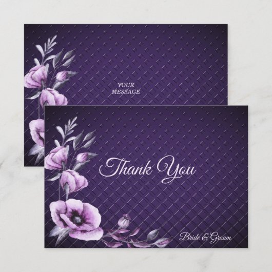 Carte de remerciements Plat Floral Violet (Devant / Derrière)