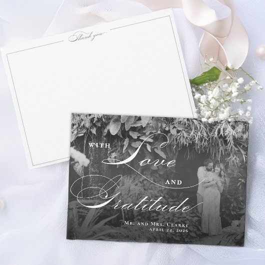 Carte de remerciements plat horizontal noir et bla