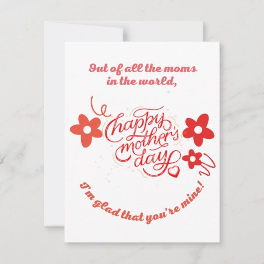 Carte de remerciements plat, jour des mères (Devant)