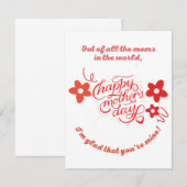 Carte de remerciements plat, jour des mères (Devant / Derrière)