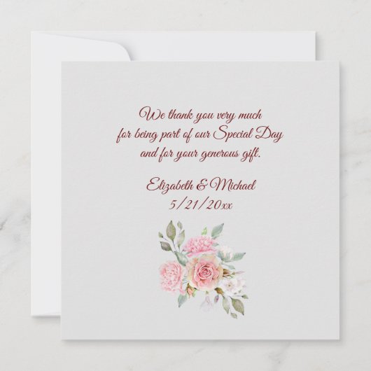 Carte de remerciements plat mariage (Dos)