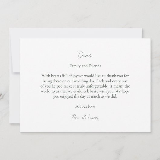 Carte de remerciements plat Mariage Monogramme pho (Dos)