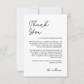 Carte De Remerciements Plat Mariage photo de script minimaliste (Devant)