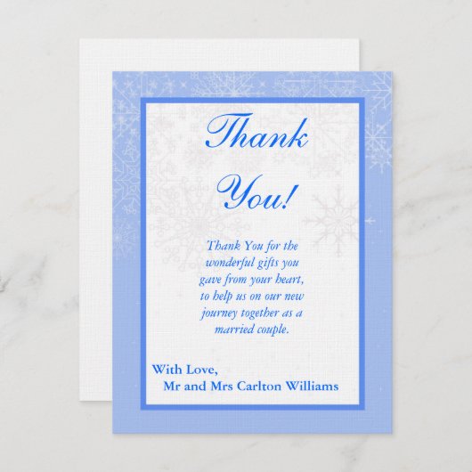 Carte de remerciements PLAT Mariage Snowflake (Devant / Derrière)