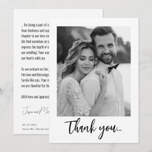 Carte De Remerciements 💍Plat Minimaliste Élégant avec photo