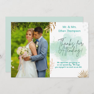 Carte de remerciements plat photo Mariage vert Min