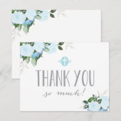 Carte de remerciements plat religieux bleu de (Devant / Derrière)