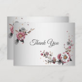 Carte de remerciements plat rose blanc (Devant / Derrière)