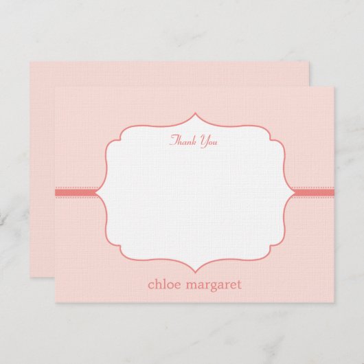Carte de remerciements plat simple - rose (Devant / Derrière)
