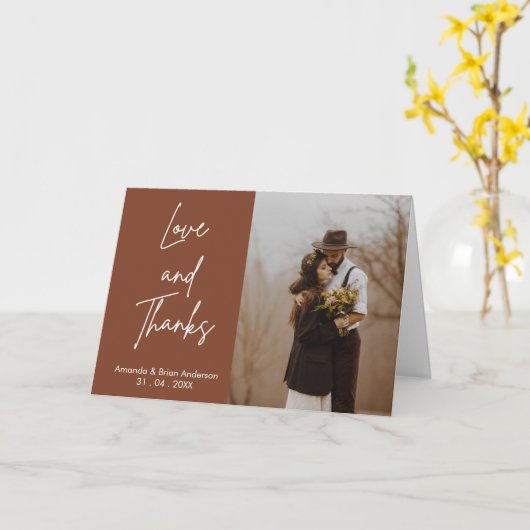 Carte de remerciements pliant Mariage photo en ter (Fleur jaune)