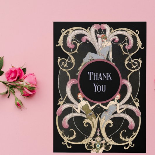 Carte de remerciements plié Art déco festif