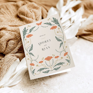 Carte de remerciements plié Art nouveau vintage