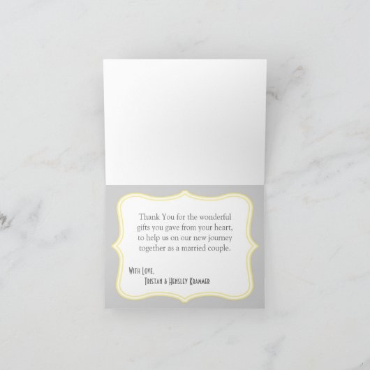 Carte de remerciements plié Chevron Gris Gris Jaun (Intérieur)