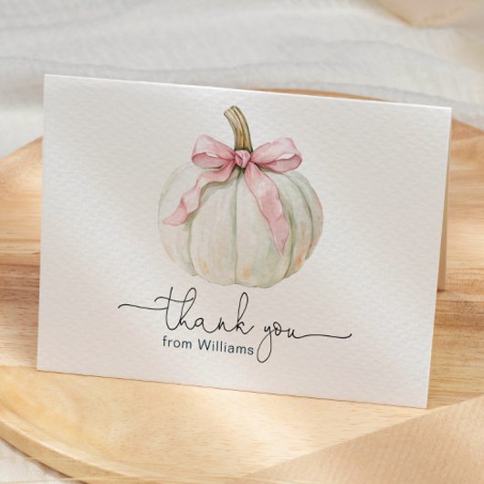 Carte de remerciements plié citrouille & Bow rose