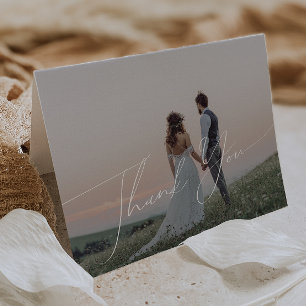 Carte de remerciements plié de script minimaliste 