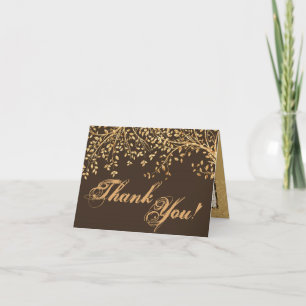 Carte de remerciements plié Gold Foil Tree Feuille
