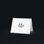 Carte de remerciements plié Marine sur Monogramme<br><div class="desc">Nettoyer et croustillant bleu marine sur des initiales monogrammées blanches pliées carte de remerciements (blanc à l'intérieur) Idéal pour la correspondance commerciale.</div>