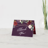 Carte de remerciements plié Plum violet Rose Gold  (Devant)