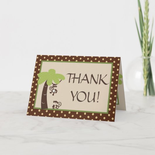 Carte de remerciements plié pour le singe moyen (Devant)