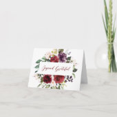 Carte de remerciements plié Rose Bourgogne (Devant)