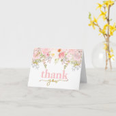 Carte de remerciements plié rose rose (Fleur jaune)