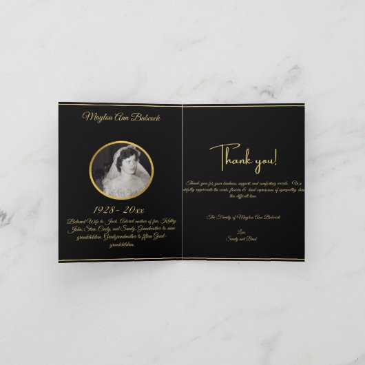 Carte de remerciements pliée (Intérieur)