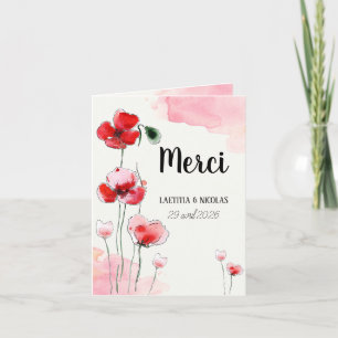 Carte de remerciements pliée "Coquelicots"
