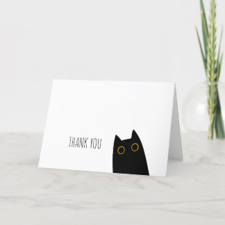 Carte de remerciements pliée de chat noir mignon