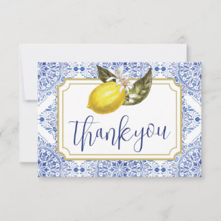 Carte de remerciements pliée de citron toscan